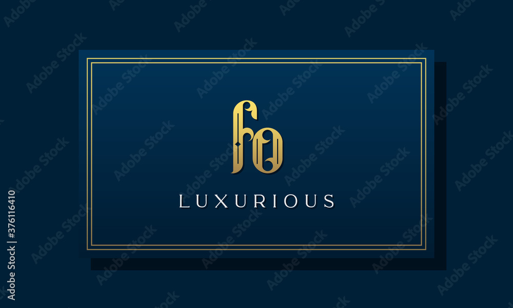 Vintage royal initial letter FO logo. This logo creatively incorporates luxurious typeface. It will be suitable for Royalty, Boutique, Hotel, Heraldic, fashion, and Jewelry.