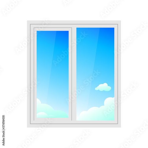 Realistic metal-plastic window in the house. Vector illustration eps 10