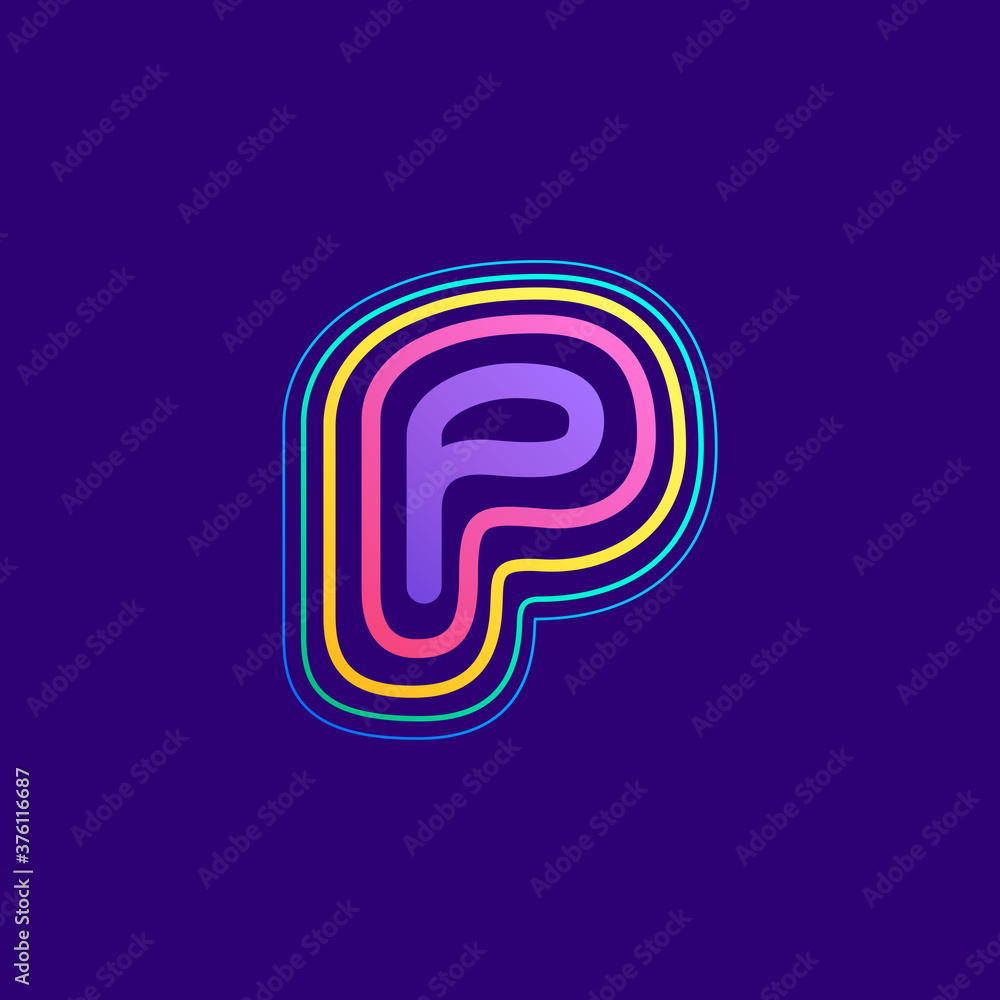 Colorful line P letter logo. Colorful line P letter logo.