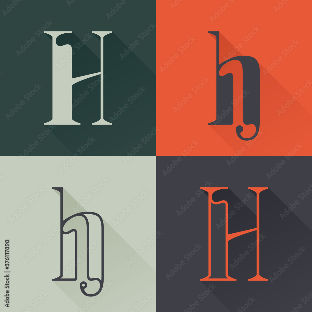 Classic H letter logo set in Renaissance style. Classic H letter logo set in Renaissance style.