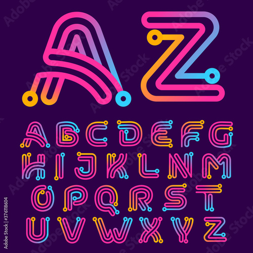 Multicolor alphabet made of electric wire.