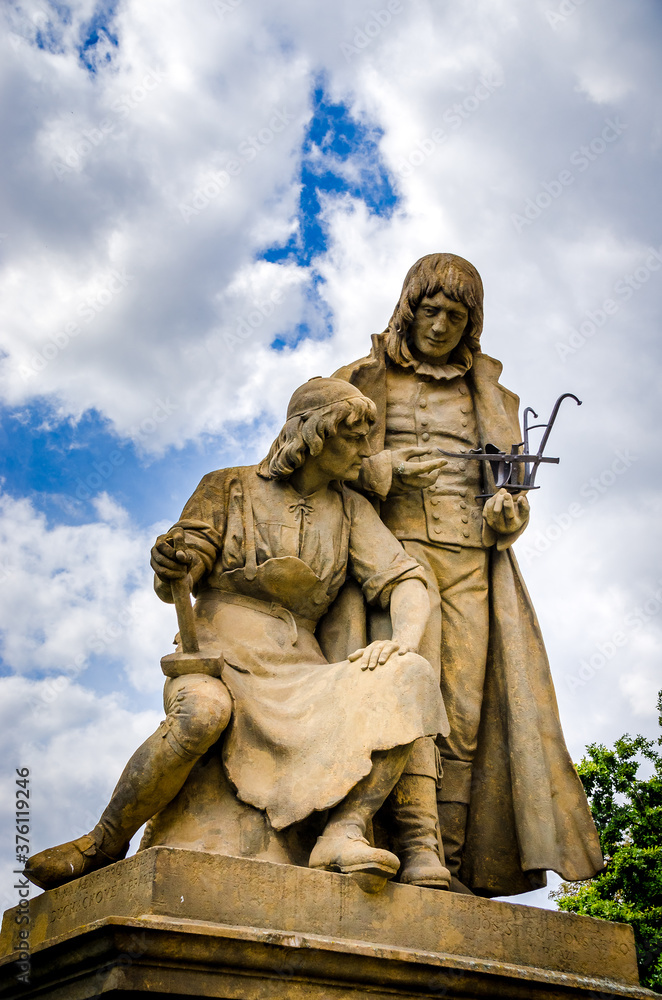 Pardubice, The Czech republic: Monument to the inventors of the plough - Veverka cousins