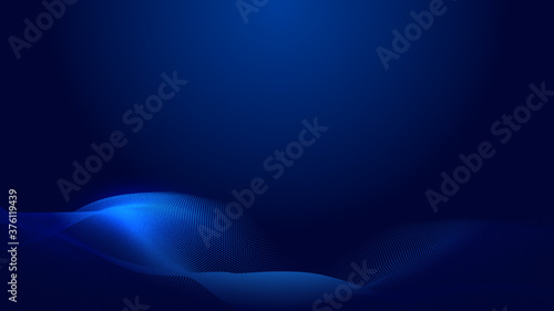 Dot blue wave light screen gradient texture background. Abstract  technology big data digital background. 3d rendering.
