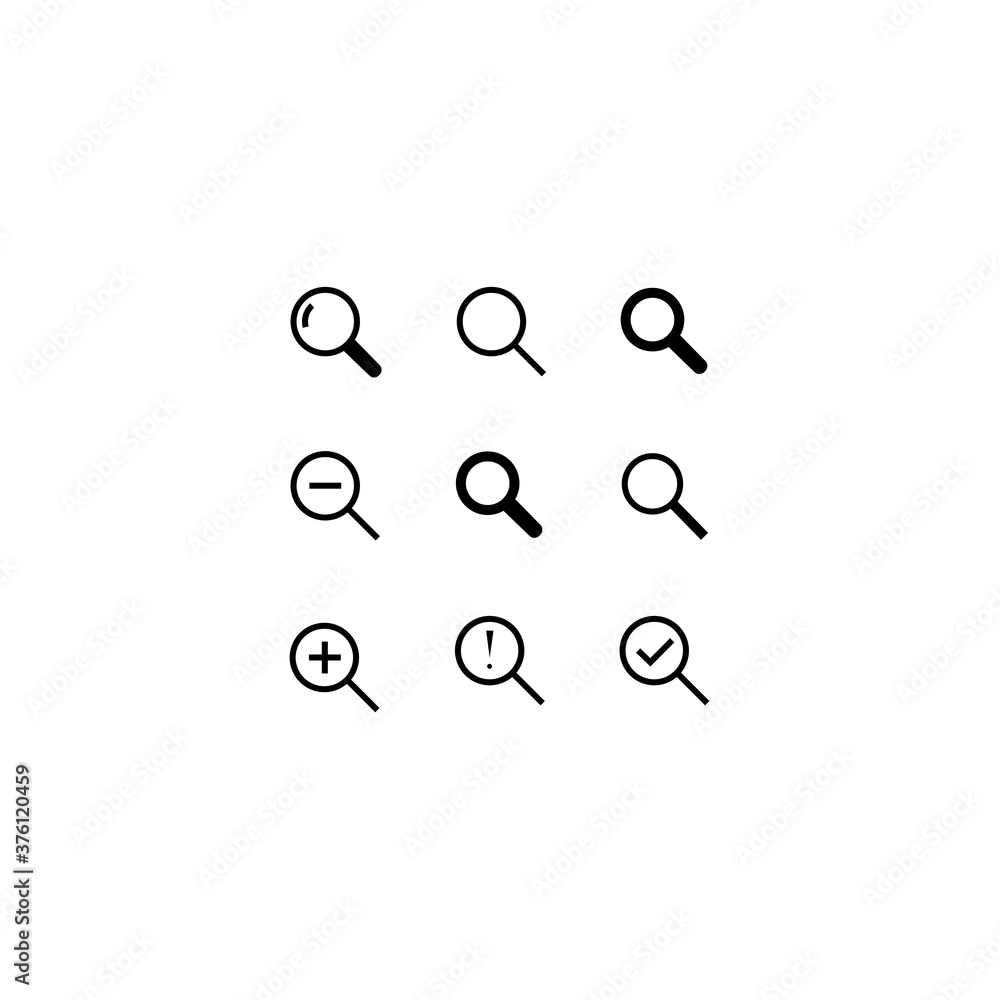 Set of magnifier icons. Vector illustration eps 10 Set of magnifier icons. Vector illustration eps 10