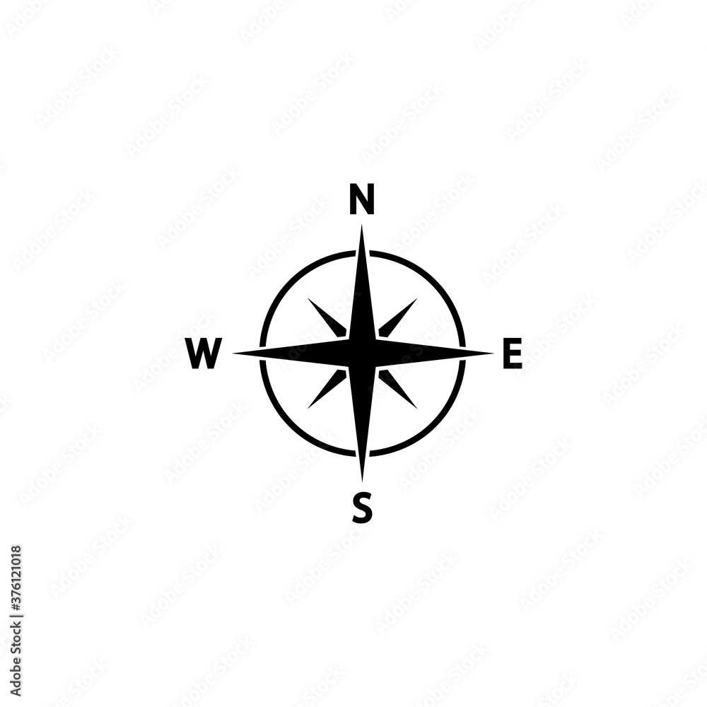 Flat black compass icon. Vector illustration eps 10 Flat black compass icon. Vector illustration eps 10