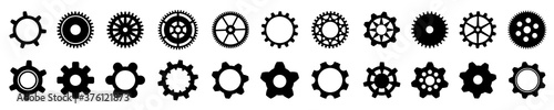 Set different gears icons, collection gear wheel sign, cogwheel - stock vector