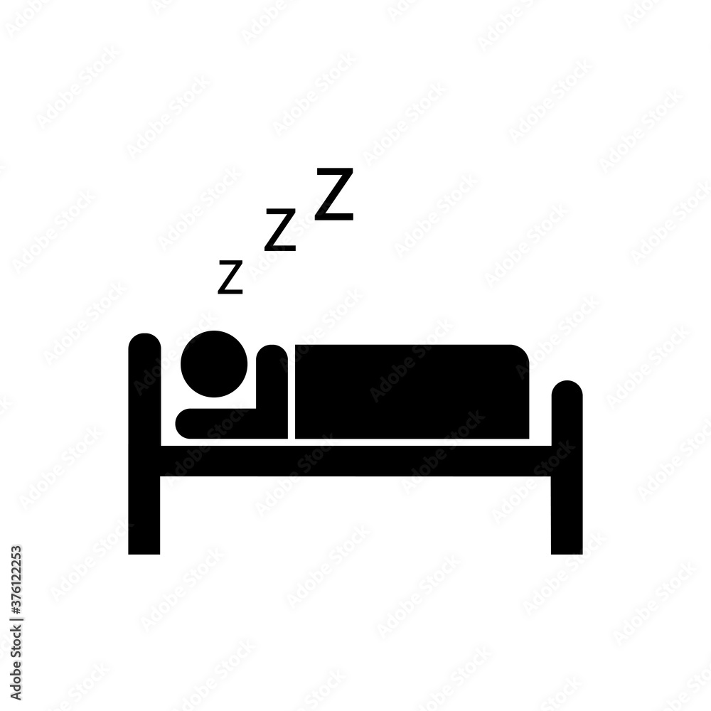 Icon of man sleeping on the bed. Vector illustration eps 10 Icon of man sleeping on the bed. Vector illustration eps 10