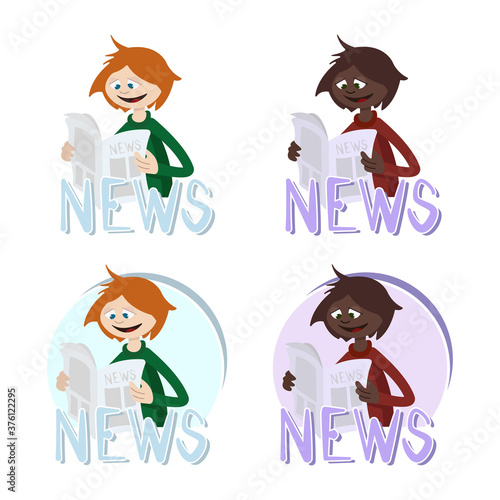 People read the news. Large set