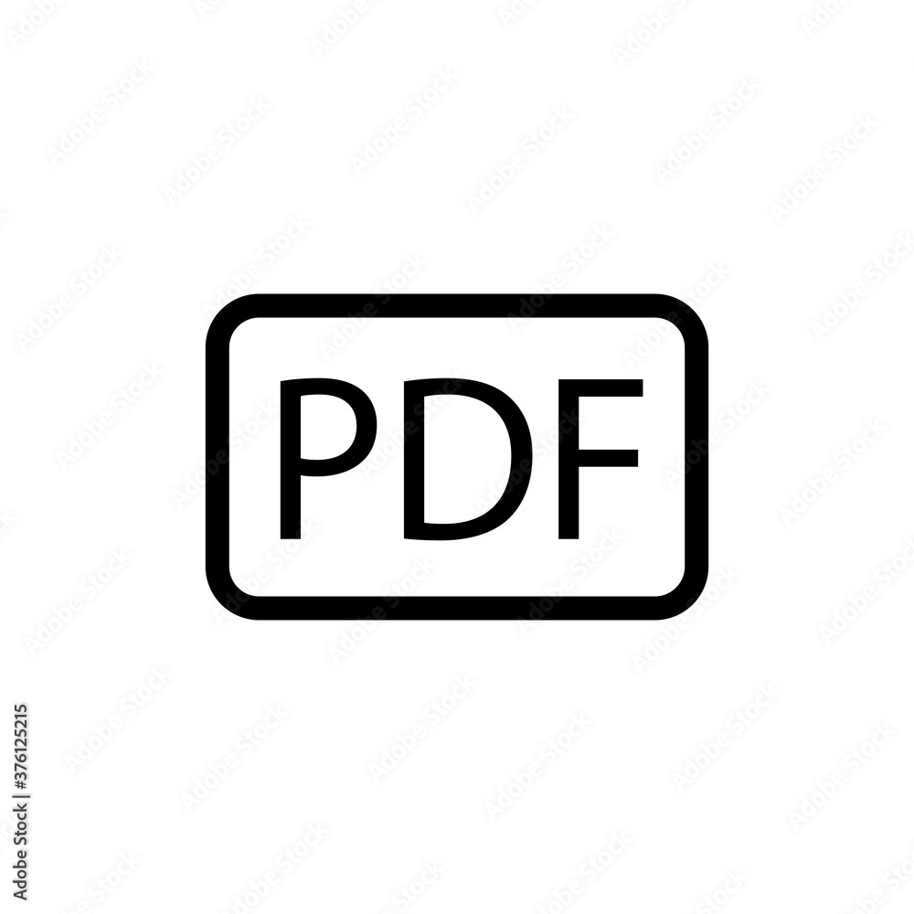 Black square and pdf sign icon. Vector illustration eps 10 Black square and pdf sign icon. Vector illustration eps 10