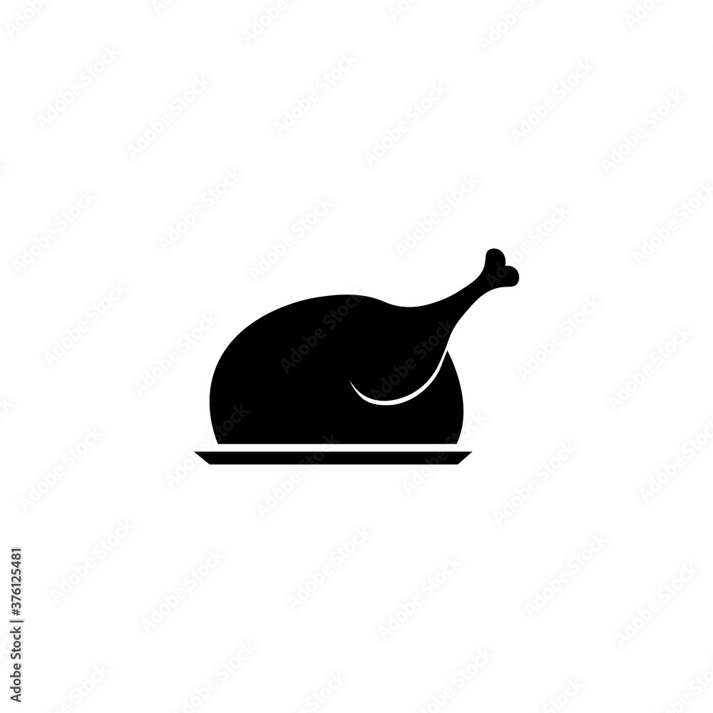 icon of black chicken sign on plate. Vector illustration eps 10 icon of black chicken sign on plate. Vector illustration eps 10