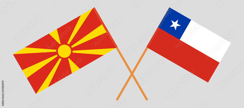 Crossed flags of North Macedonia and Chile Crossed flags of North Macedonia and Chile