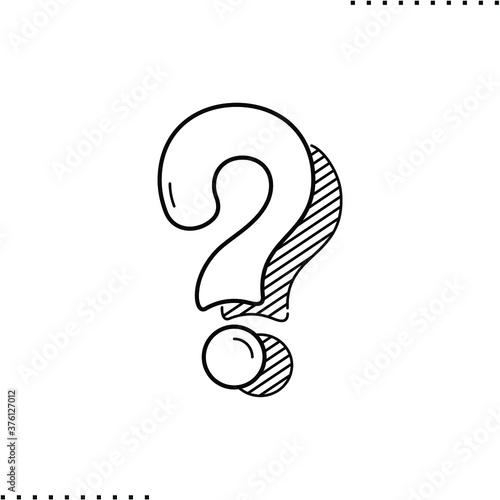 question mark and shadow vector icon in outline