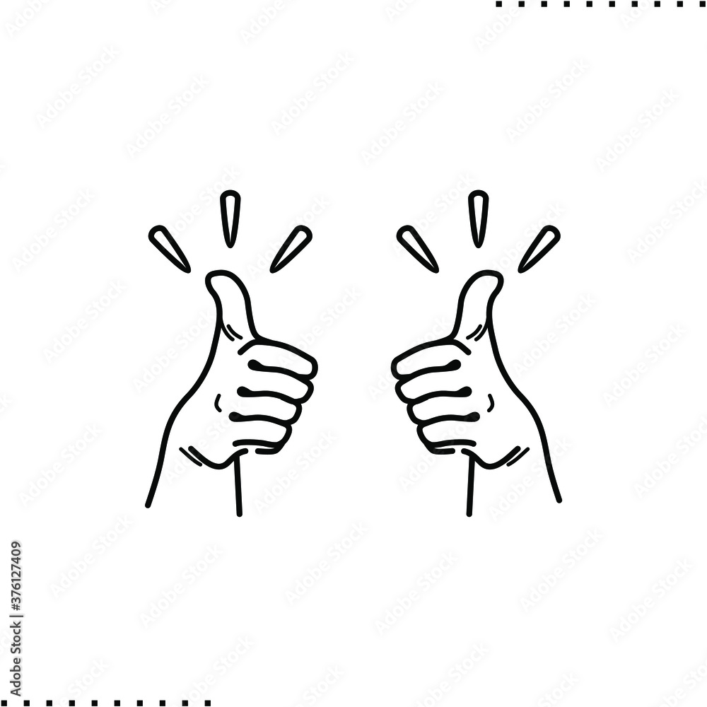 positive feedback, thumbs up vector icon in outline positive feedback, thumbs up vector icon in outline