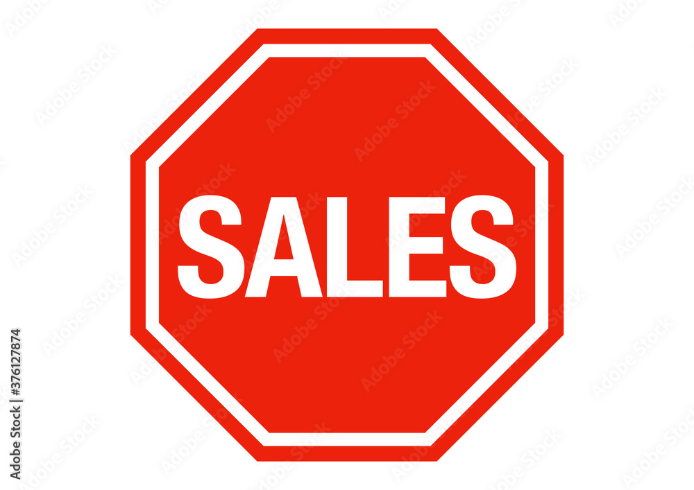 Sales sign illustration in red color and white background Sales sign illustration in red color and white background