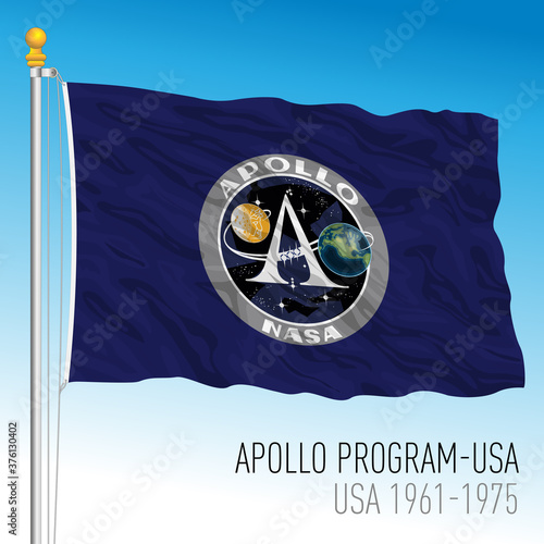 Apollo Program historical flag, 1961-1975, United States, vector illustration