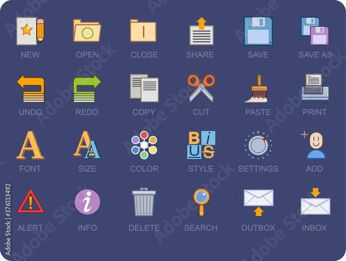 Colorful computer document app icons for developers