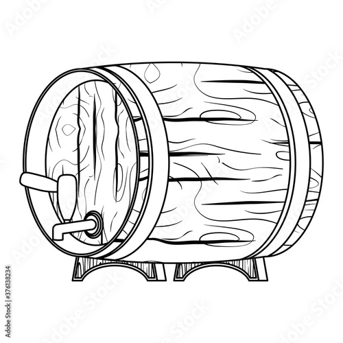 beer wooden barrel line style icon