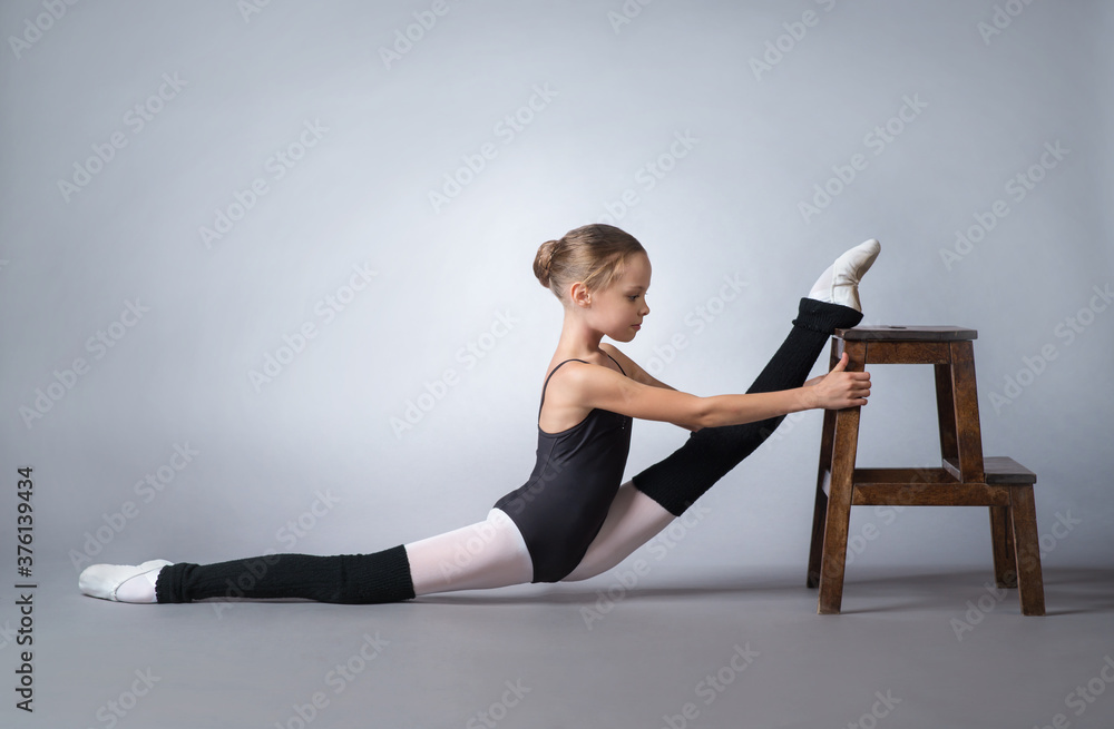 A little adorable young ballerina poses in studio A little adorable young ballerina poses in studio