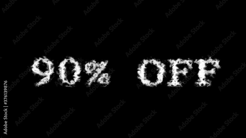 90% Off cloud text effect black isolated background. animated text effect with high visual impact. letter and text effect. 90% Off cloud text effect black isolated background. animated text effect with high visual impact. letter and text effect.