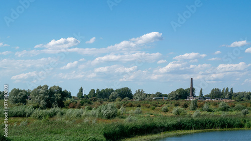 Small village in Dutch polder landscape