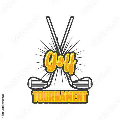 golf tournament label with putter