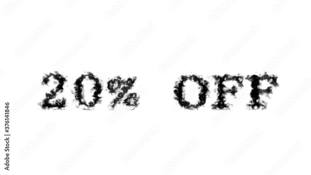 20% Off smoke text effect white isolated background. animated text effect with high visual impact. letter and text effect. 20% Off smoke text effect white isolated background. animated text effect with high visual impact. letter and text effect.
