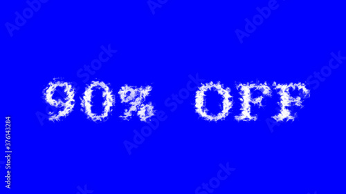 90% Off cloud text effect blue isolated background. animated text effect with high visual impact. letter and text effect. 