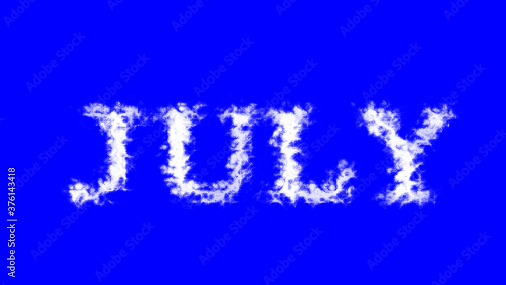 July cloud text effect blue isolated background. animated text effect with high visual impact. letter and text effect. 