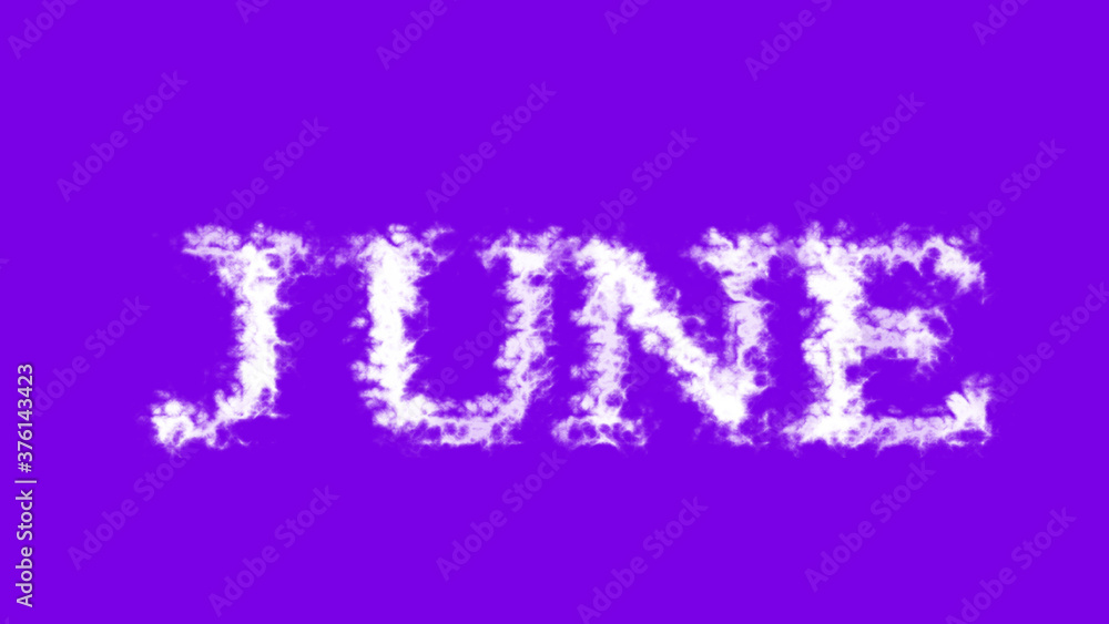 June cloud text effect violet isolated background. animated text effect with high visual impact. letter and text effect. 