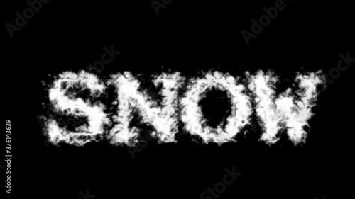Snow cloud text effect black isolated background. animated text effect with high visual impact. letter and text effect. 