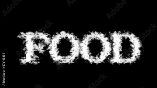 Food cloud text effect black isolated background. animated text effect with high visual impact. letter and text effect. 