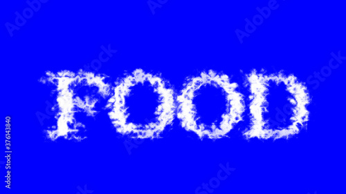 Food cloud text effect blue isolated background. animated text effect with high visual impact. letter and text effect. 