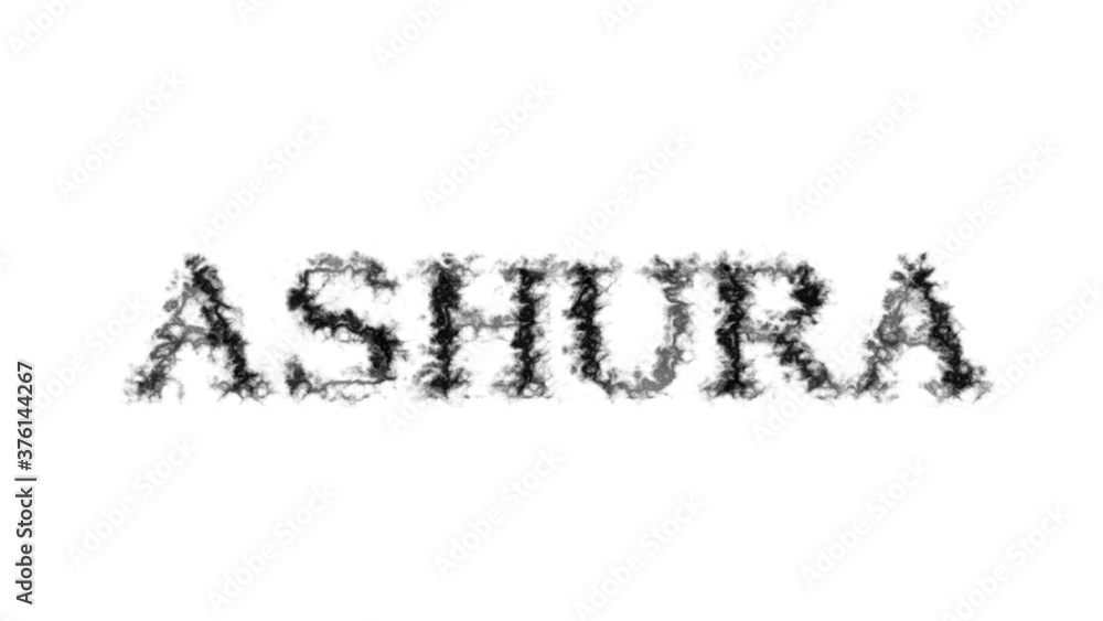 Ashura smoke text effect white isolated background. animated text effect with high visual impact. letter and text effect. 