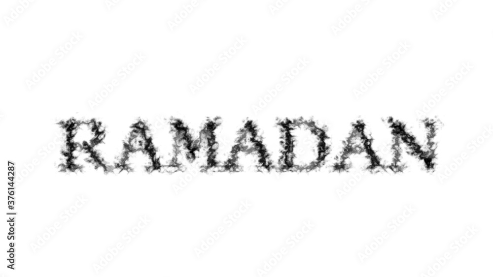 Ramadan smoke text effect white isolated background. animated text effect with high visual impact. letter and text effect. 