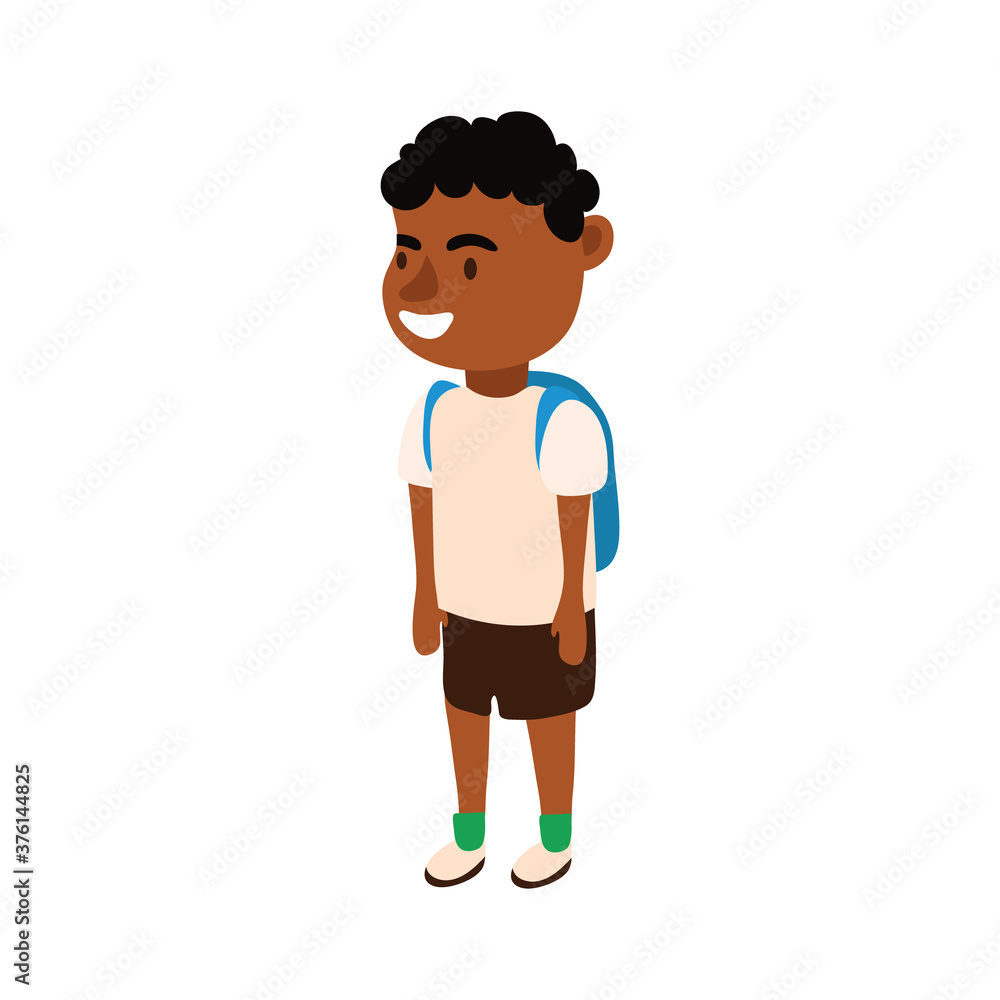 little student afro boy avatar character