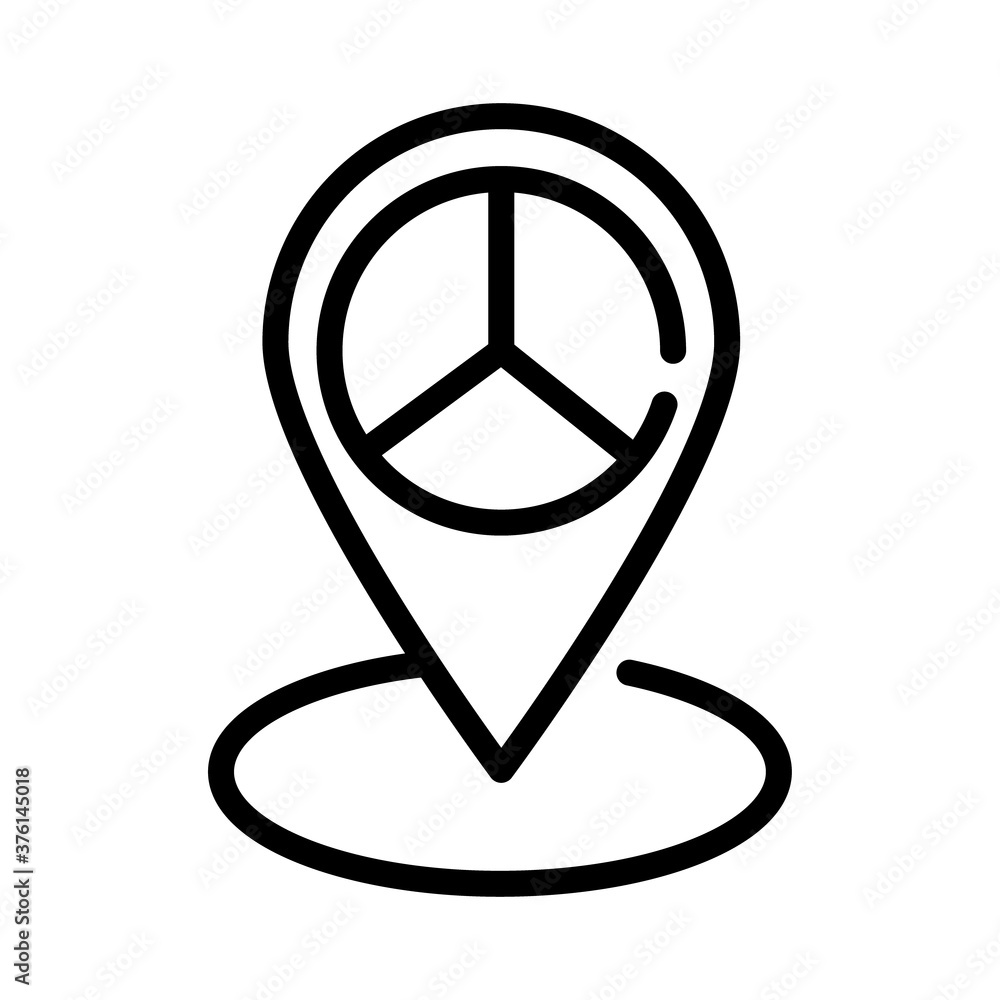 pin location with peace and love symbol line style icon pin location with peace and love symbol line style icon