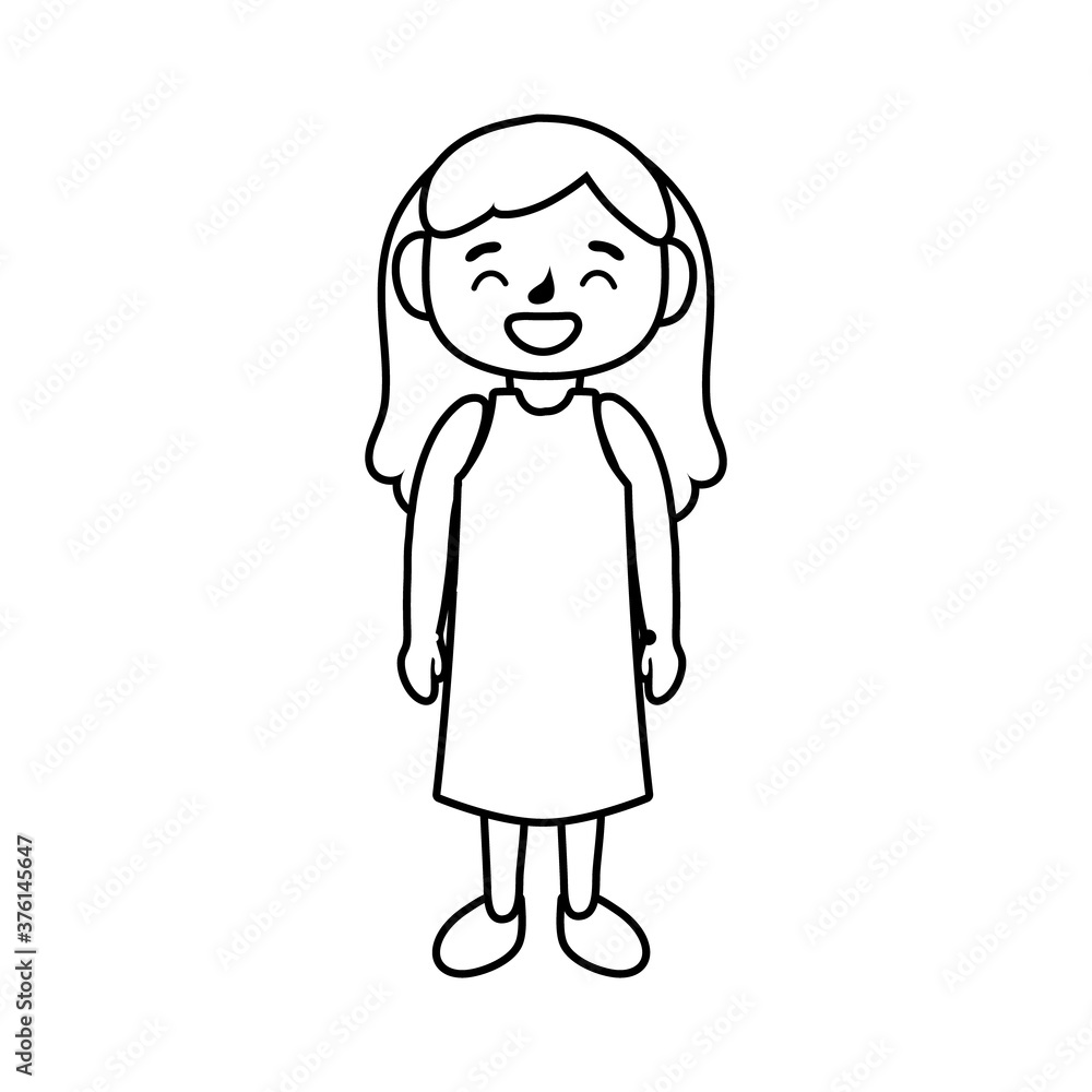 little student girl avatar character line style icon little student girl avatar character line style icon