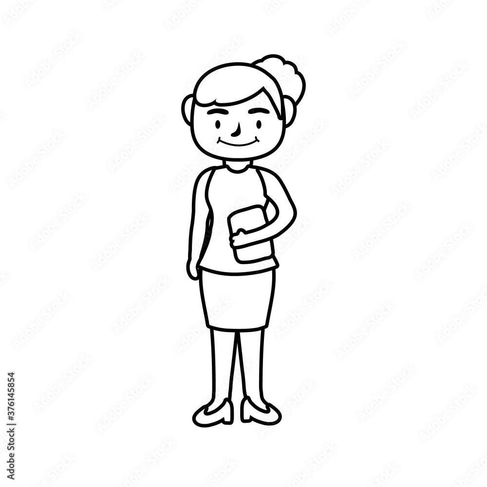 teacher female worker character line style icon teacher female worker character line style icon