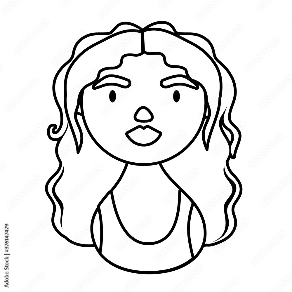 woman character with long hair national hispanic heritage line style icon