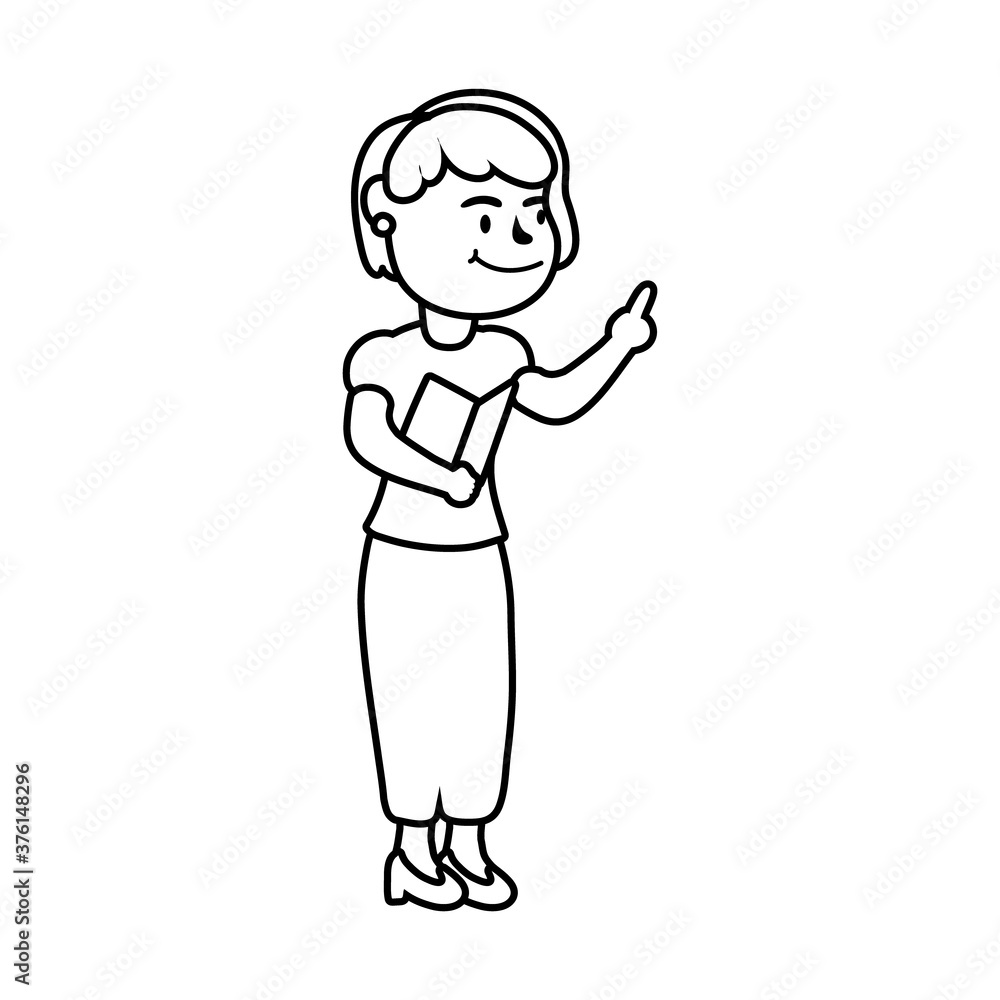 teacher female worker character line style icon teacher female worker character line style icon