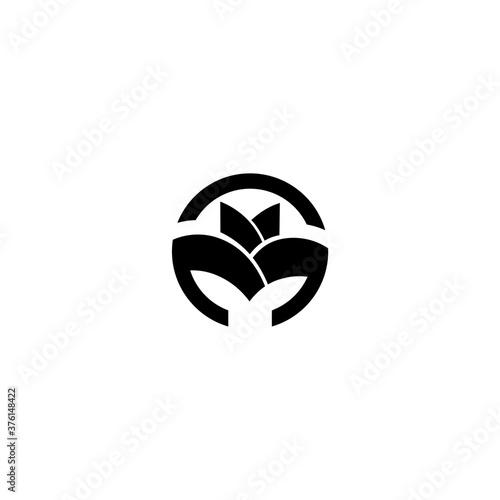 M letter logo in circle formation, Double M. Abstract logo on white background. photo