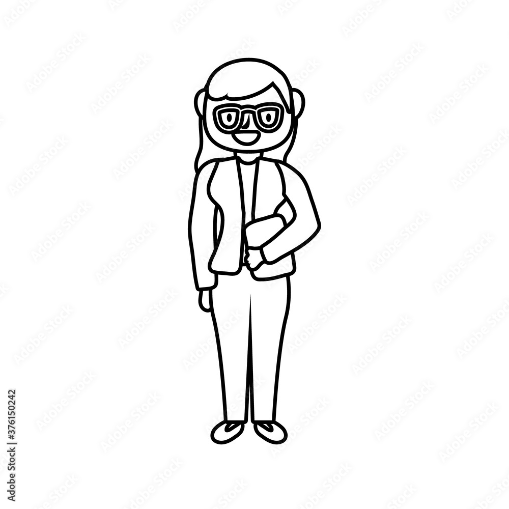 teacher female worker with eyeglasses line style icon teacher female worker with eyeglasses line style icon