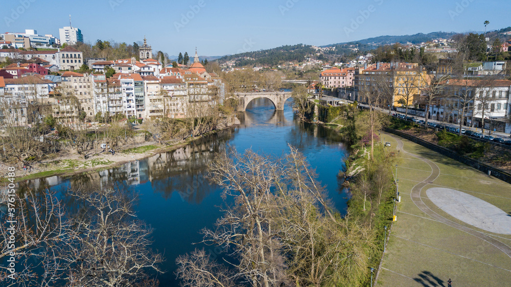 Obraz premium Aerial view of the city of Amarante, Portugal. Historic center of Amarante