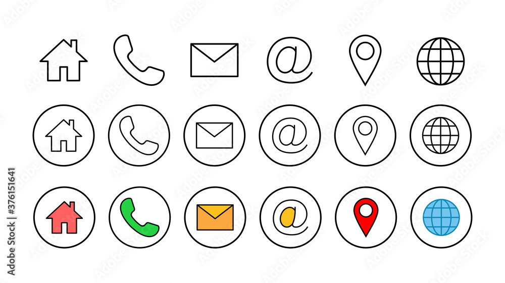 Web icon set. Business card contact information icons. Contact us icon set Web icon set. Business card contact information icons. Contact us icon set