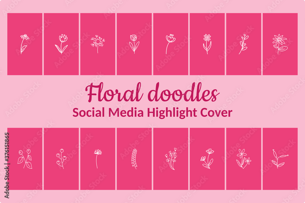 spring and summer floral flowers hand drawn doodle icon for social media story and highlight cover spring and summer floral flowers hand drawn doodle icon for social media story and highlight cover