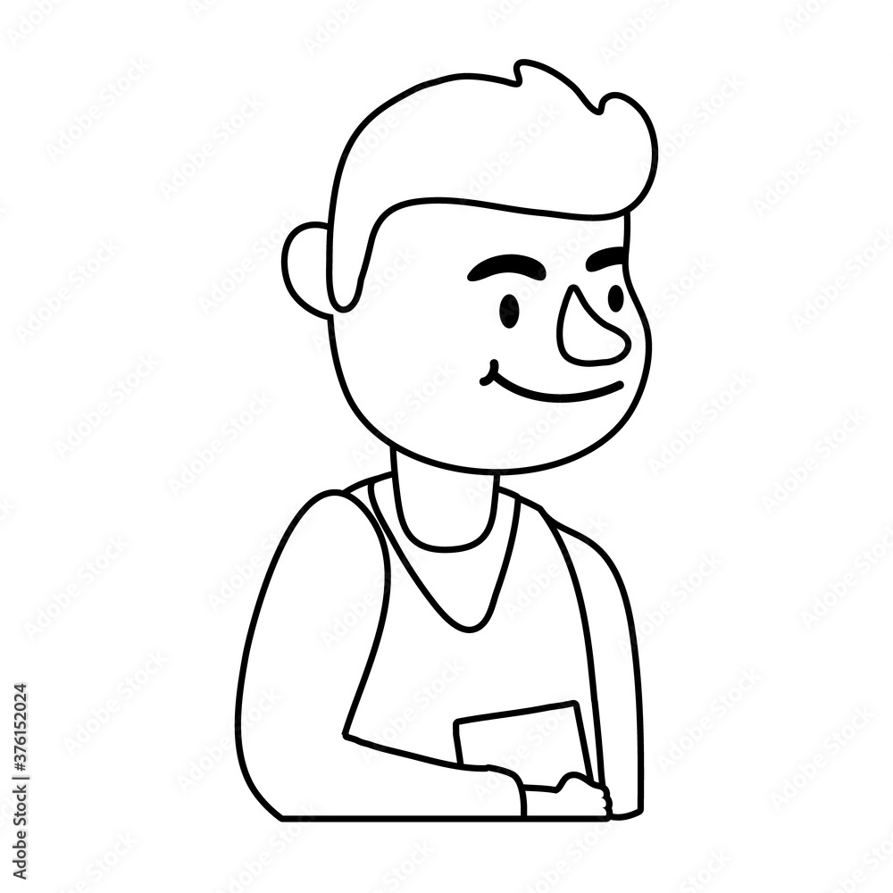 male teacher worker reading book character line style icon male teacher worker reading book character line style icon