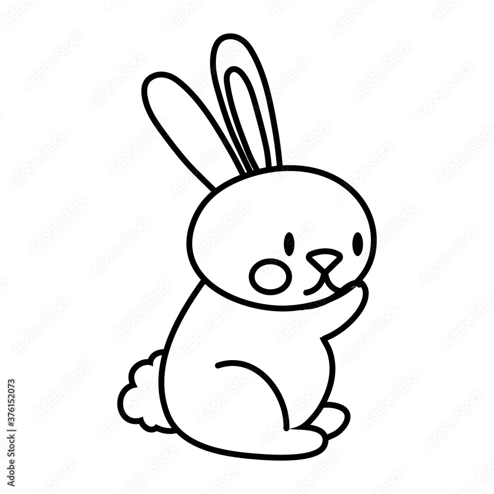 mid autumn cute rabbit seated line style icon mid autumn cute rabbit seated line style icon