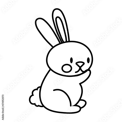 mid autumn cute rabbit seated line style icon