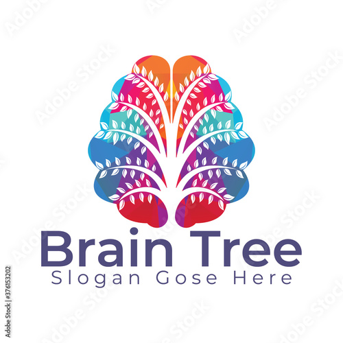 Φωτογραφία Brain Tree Vector Template Design.  Active Thinking Brain Design.