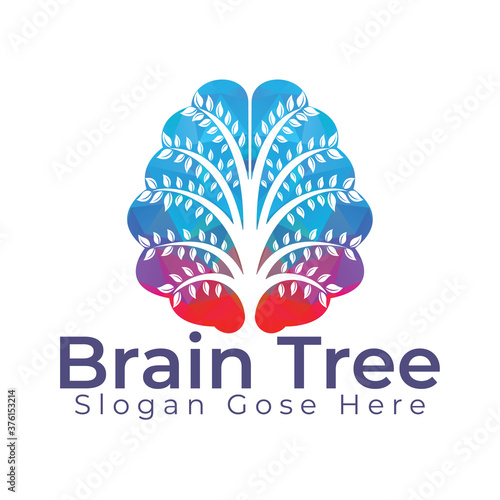 Brain Tree Vector Template Design.  Active Thinking Brain Design.